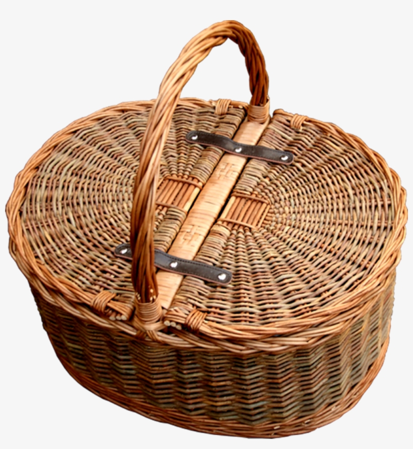 Full Double Steamed Buff And Green Willow With Leather - Red Hamper Two Tone Oval Picnic 2 Lid Twist Handle, transparent png