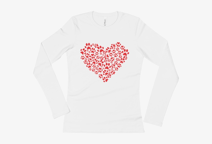 Ladies' Animal Lover Dog Cat Paws Heart Long Sleeve - Stickertalk 4in X 4in Paw Print Heart Sticker Vinyl, transparent png