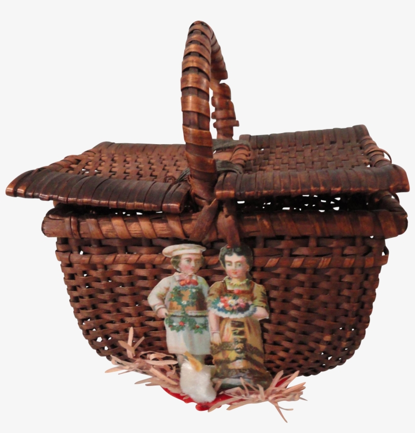 Wicker Picnic Basket With Christmas Decorations - Picnic Basket, transparent png