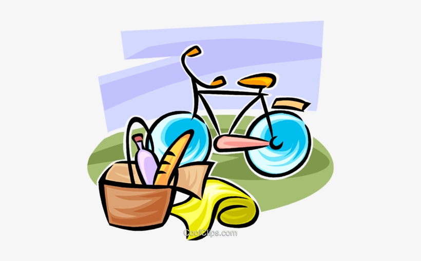 Bicycle And Picnic Basket Royalty Free Vector Clip - Fahrrad Picknick Clipart, transparent png