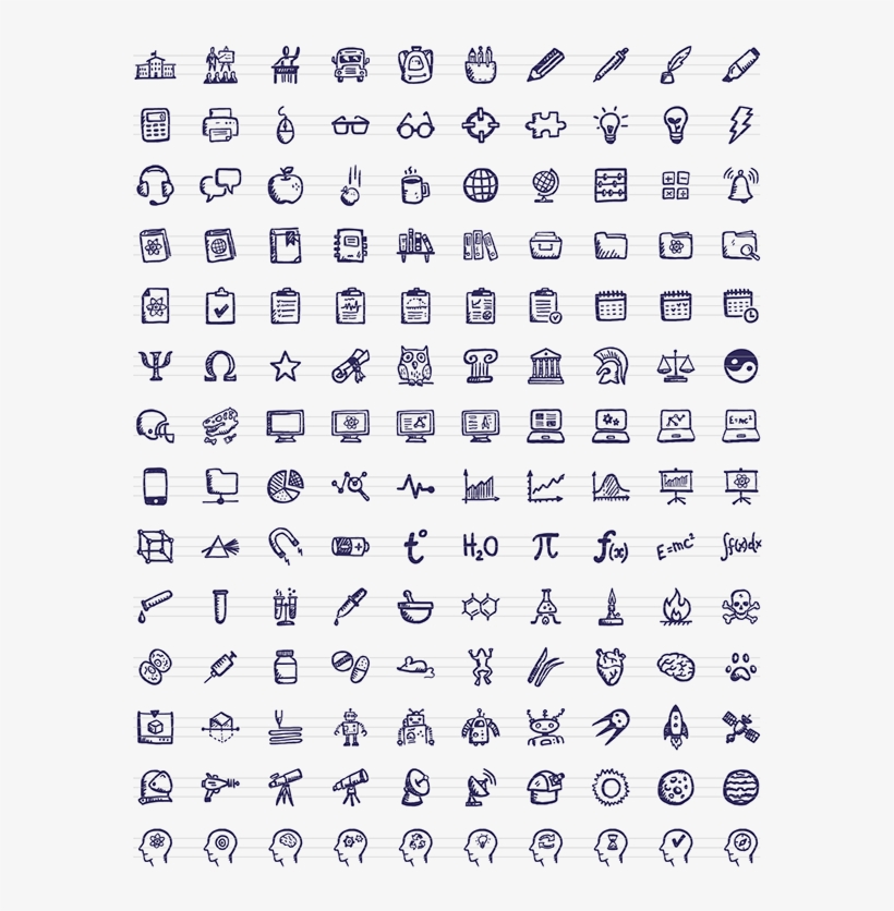 Brainy Icons Free 36 Free Hand-drawn Icons - Universal Symbol Of Education, transparent png