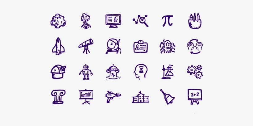 Brainy Icons - Hand Drawn Education Icons, transparent png
