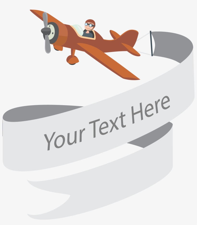 Web Company Cartoon Pilot - Cartoon Airplane With Banner Png, transparent png
