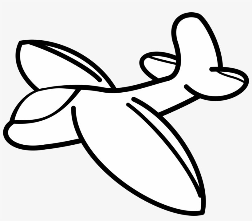 Airplane Cartoon Drawing Glider Black And White - Cartoon Glider, transparent png
