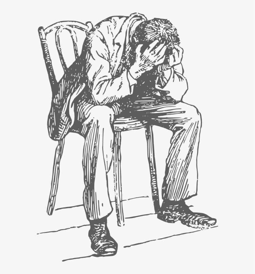 Vector Royalty Free Stock Clipart Desperate Man Medium - Man Sitting In Chair Drawing, transparent png