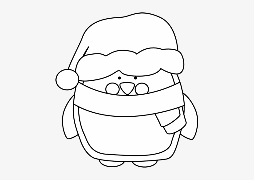 Black And White Christmas Penguin Clip Art Black And - Black And White Penguin Clip Art, transparent png