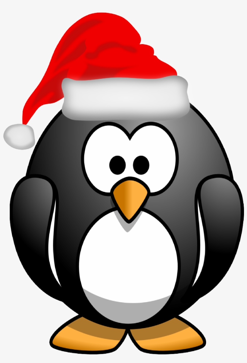 Christmas Penguin Clipart Black And White - Cartoon Penguin, transparent png