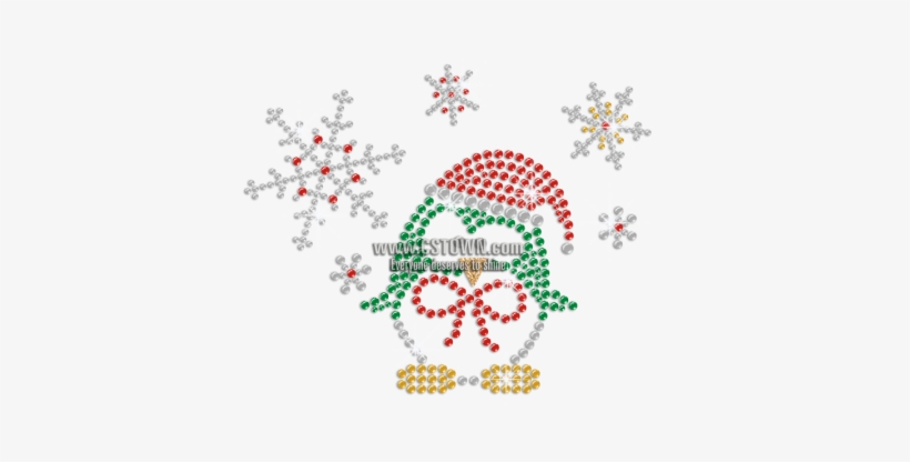 Cute Christmas Penguin Hot Fix Rhinestone Transfer - Illustration, transparent png