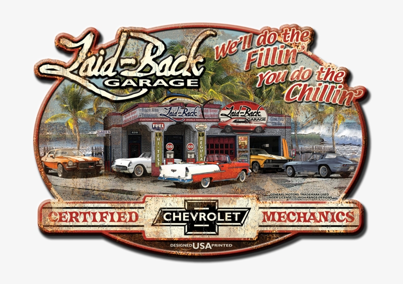 Zoom - Laid Back Corvette Garage Chevrolet Mechanic Metal, transparent png