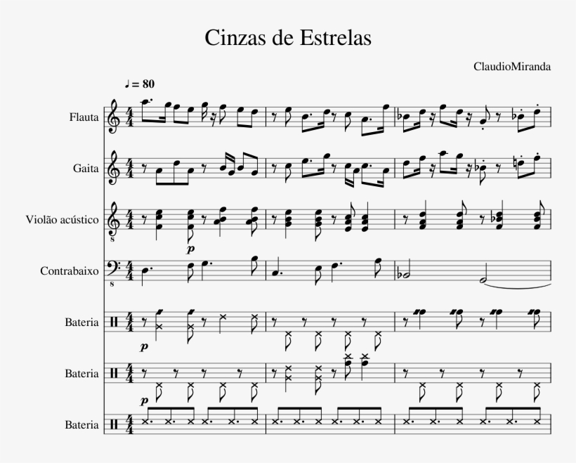 Cinzas De Estrelas Sheet Music Composed By Claudiomiranda - Sheet Music, transparent png