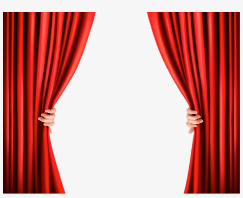 Open Red Stage Curtains With Tie Backs Transparent Theatre