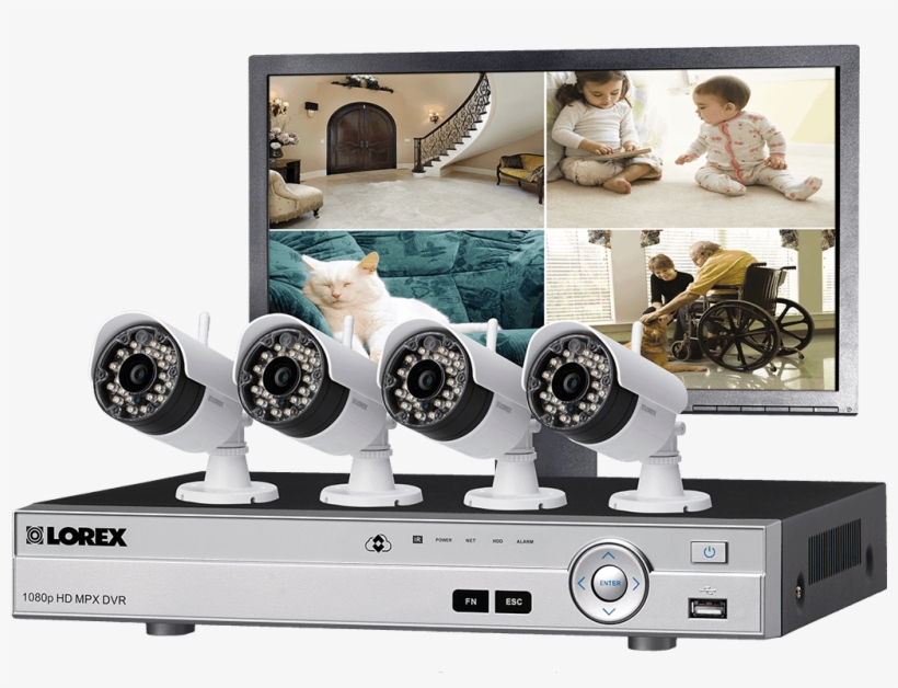 Wireless Security Camera System With Monitor And 4 - Cctv Camera Installation Training Pdf, transparent png