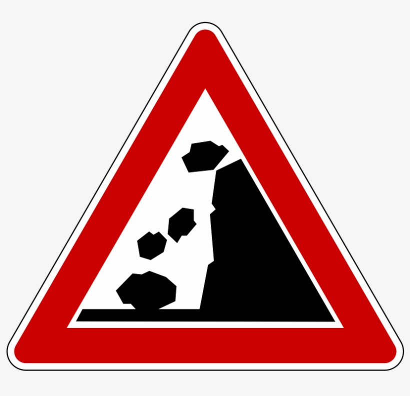 Falling Rocks Warning Road Sign Png - Steinschlag Schild, transparent png