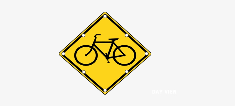 Flashing Bicycle Warning Sign - Bicycle Sign, transparent png