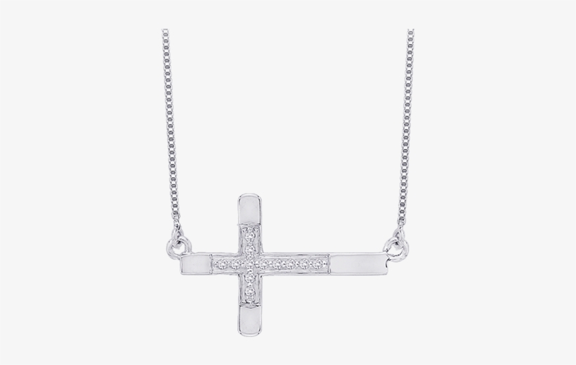 Pc0066t-09w - Diamond Sideways Cross Pendant With Chain In 10k Yellow, transparent png