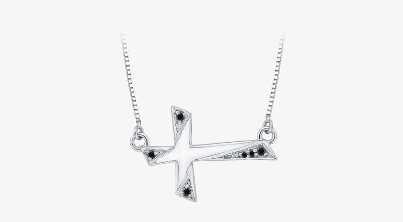 10k White Gold Diamond Cross Pendant With Chain Pc0093bkt-w - Diamond Cross Pendant With Chain In 10k White Gold, transparent png