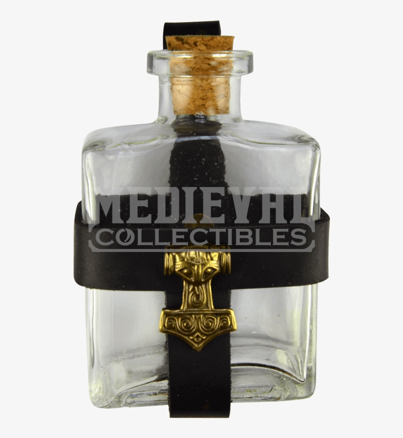 Glass Potion Bottle With Mjolnir Holder - Bottle, transparent png