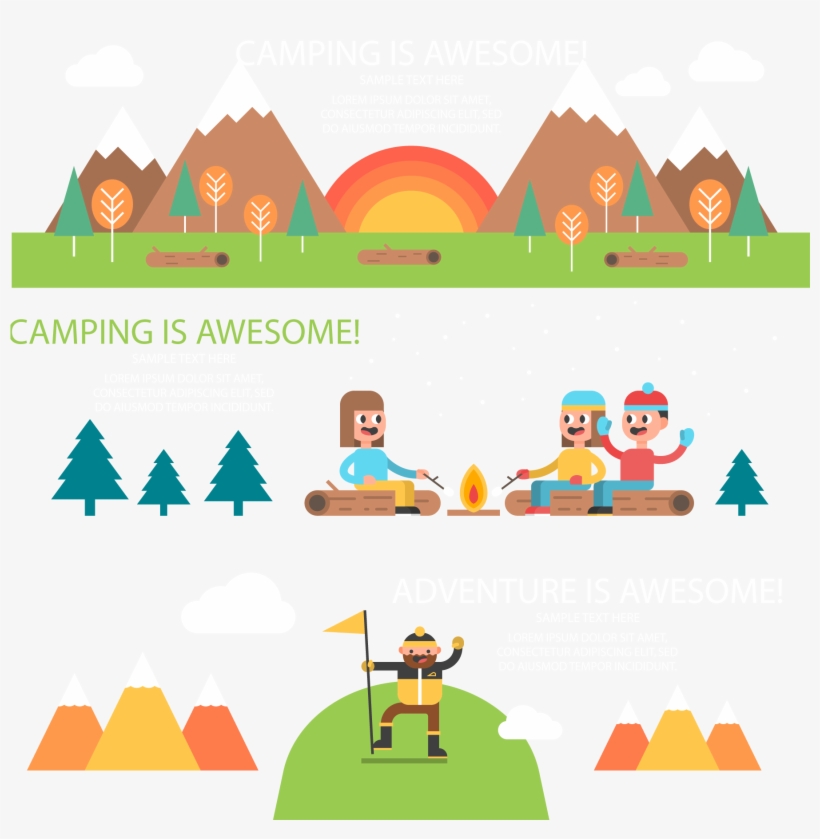 Creative Camping Banner Vector Material 1800*1800 Transprent - Actividades Al Aire Libre Png, transparent png