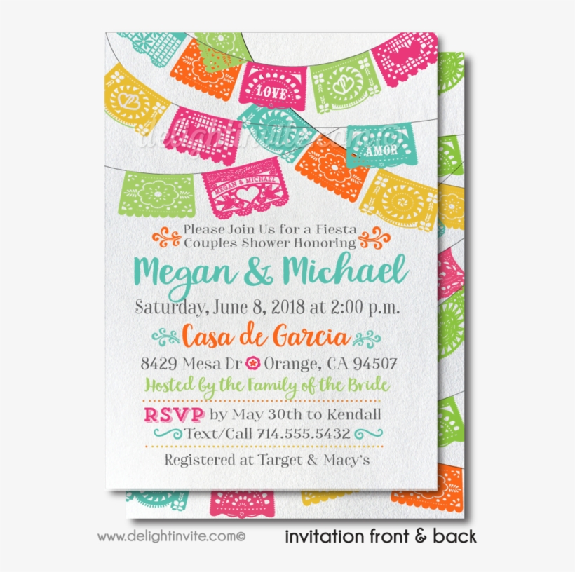 Printed Fiesta Couples Shower Invitations - Party, transparent png