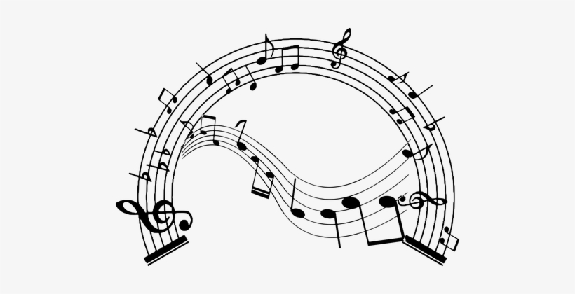 Silhouette, Musical, Note, Clef, Bass - Musical Notes Half Circle, transparent png