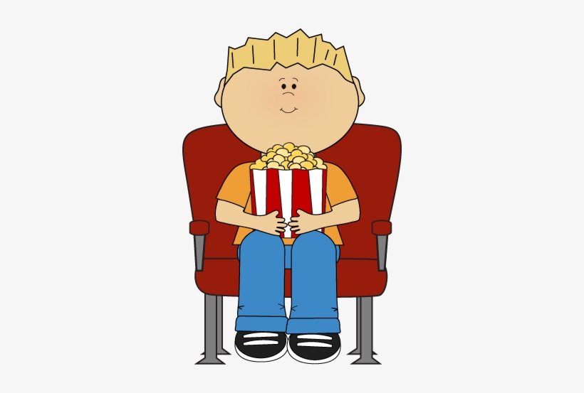 Boy Watching Movie Clipart - Movie Theater Clipart, transparent png