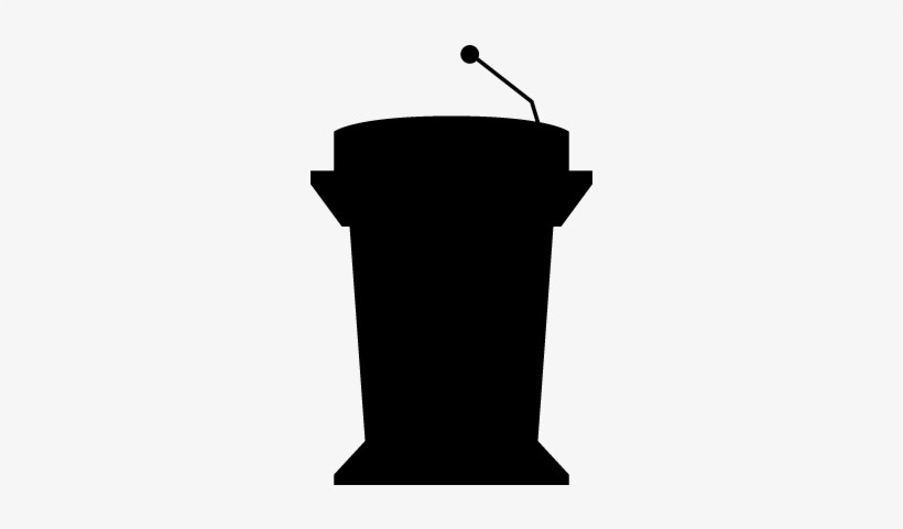 Podium Silhouette With Microphone For Presentation - Microphone Podium Vector Png, transparent png