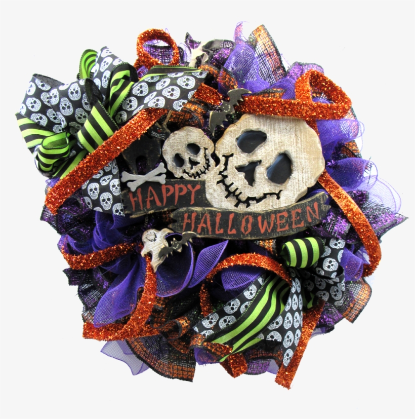 New Halloween Wreath Tutorial That Carrie And Rachel - Trendy Tree 2017 Happy Halloween Skull Wreath Kit, transparent png