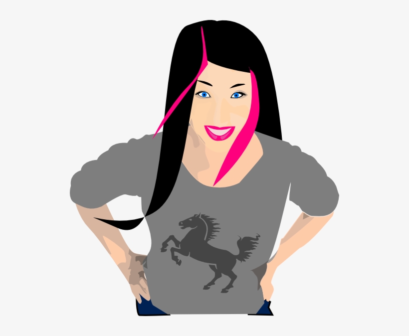 Long Hair Clipart African American Hair - Punk Rock Emo Girl Clipart, transparent png