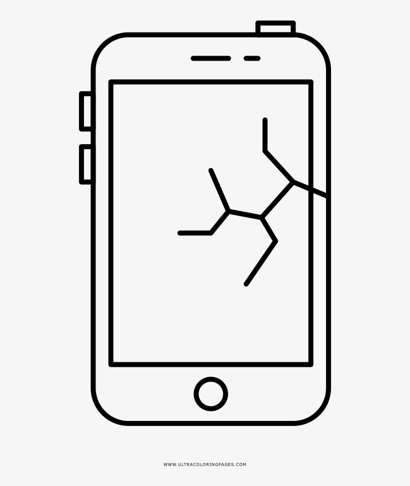 Broken Phone Coloring Page - Broken Phoneicon Png, transparent png