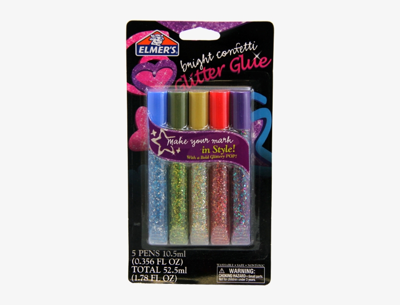 Pegamento Elmers Glitter Confetti 3d X5 - Elmer's Glitter Glue Pens, transparent png