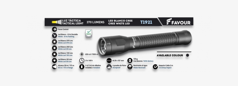Flashlight Favour 370 Lumens - Flashlight, transparent png
