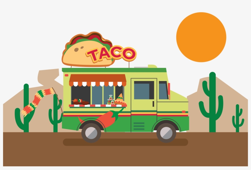 Vector Mexican Pizza Car - Taco Trucks On Every Corner - Round Ornament, transparent png