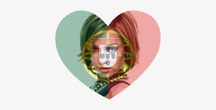 Flag Heart Shaped Portugal With Personalized Picture - Women Synthetic Wigs Brown Mixed Blonde Capless Short, transparent png