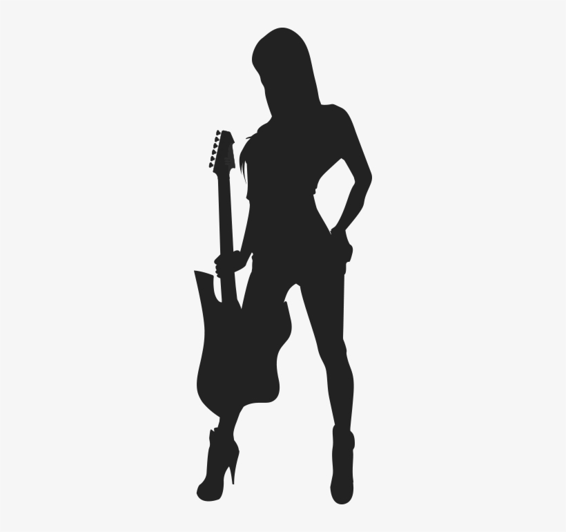 Droneface Guitar Player - Female Guitar Player Silhouette, transparent png