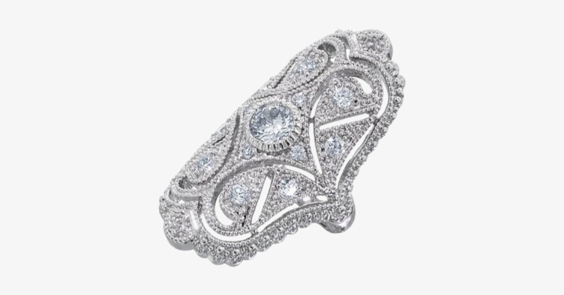 Bling Jewelry Great Gatsby Inspired Cz Vintage Style - Size X Long Finger Ring, transparent png