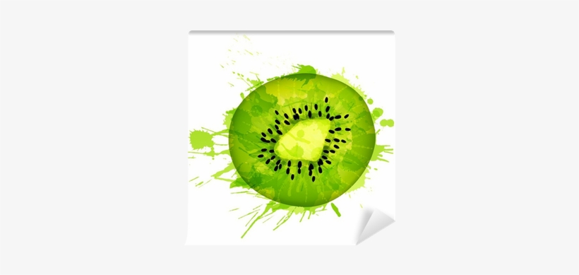 Kiwi Fruit Slice Made Of Colorful Splashes On White - Kiwifruit, transparent png
