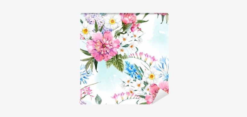Watercolor Vector Floral Pattern Wall Mural • Pixers® - Design Art 'watercolor Pink Floral Composition' Oil, transparent png