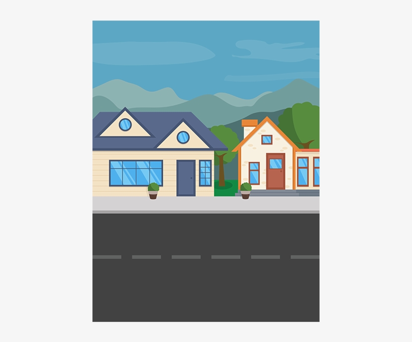 A Neighborhood Background That I Created In Illustrator - House, transparent png