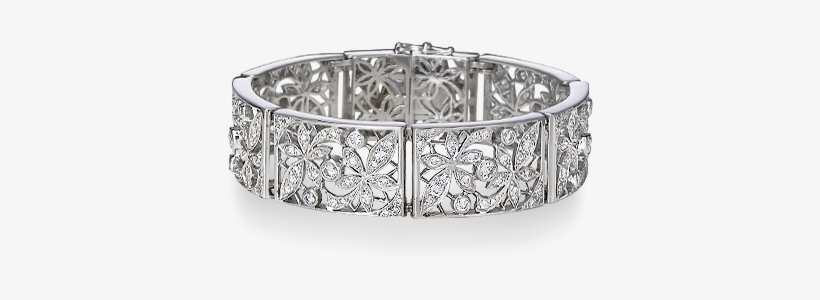 Vintage Platinum Diamond Bracelet, transparent png