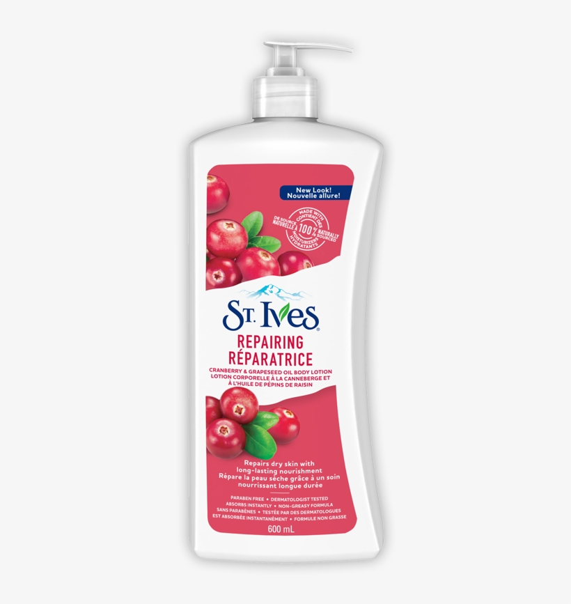 Cranberry & Grapeseed Oil Repairing Body Lotion - St. Ives Skin Renewing Collagen Elastin Body Lotion, transparent png