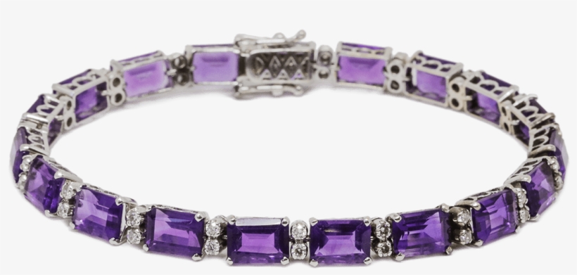 Amethyst & Diamond Bracelet - Colored Gold, transparent png