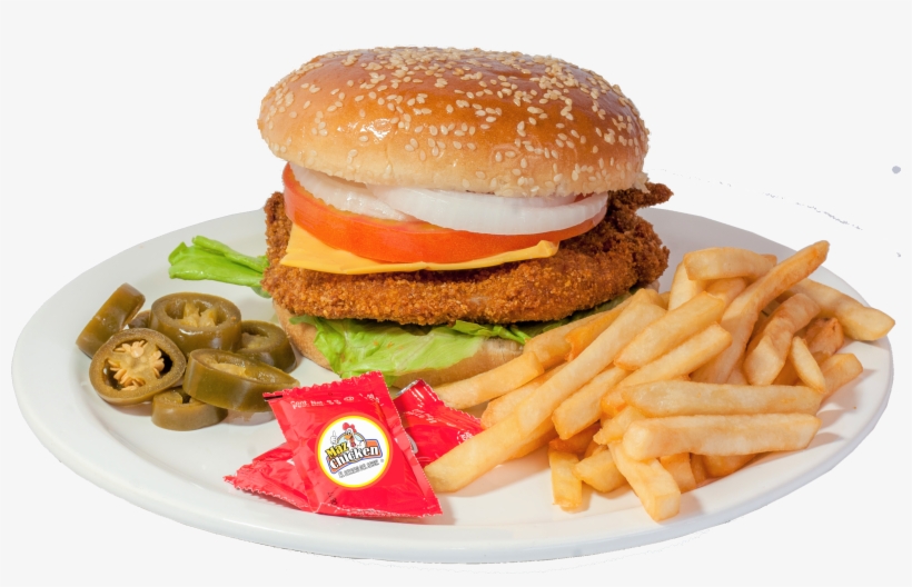 Hamburguesa De Pollo Con Papas, transparent png