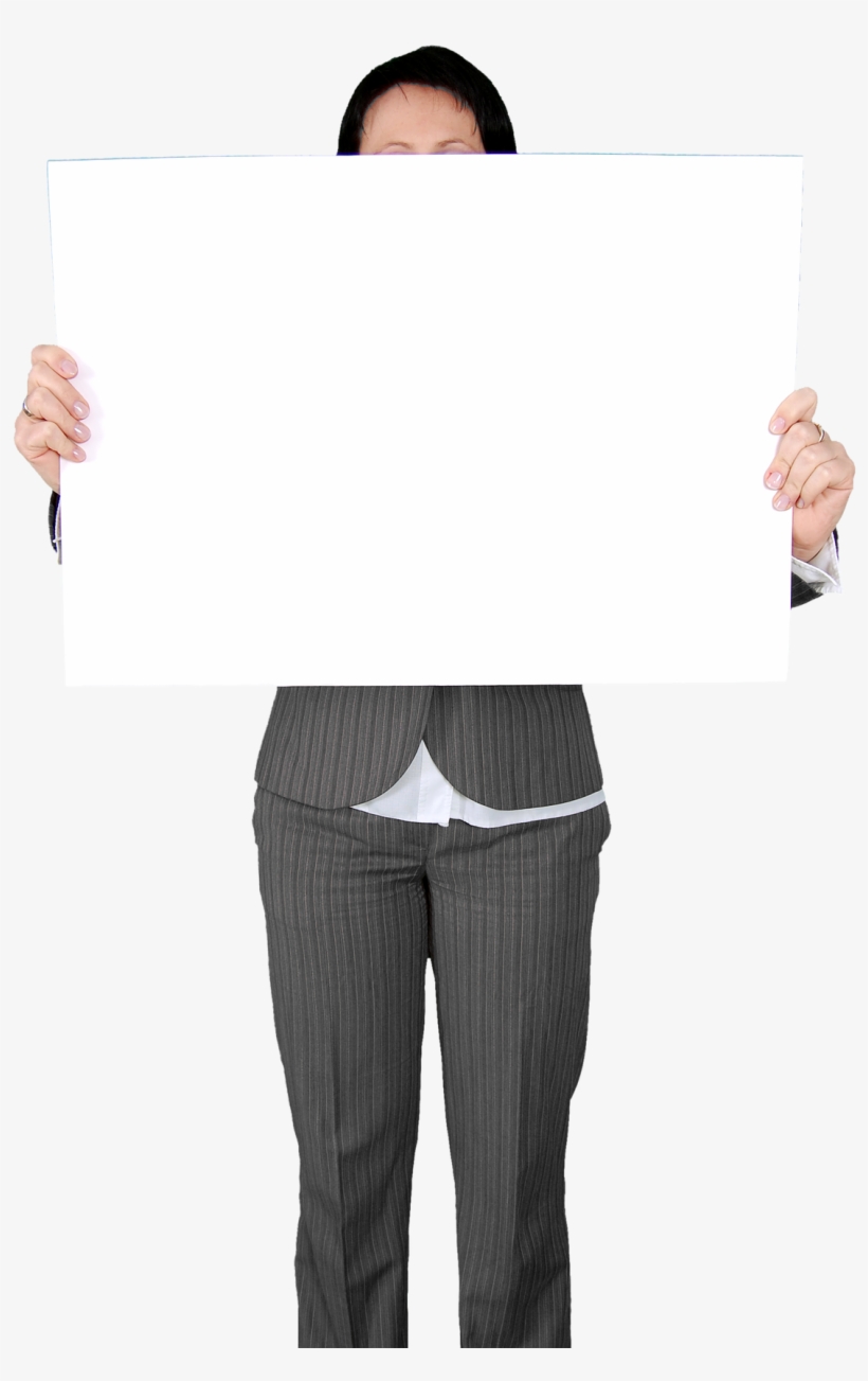 Business Woman Holding Blank White Board Png Image - Man Holding Board Png, transparent png