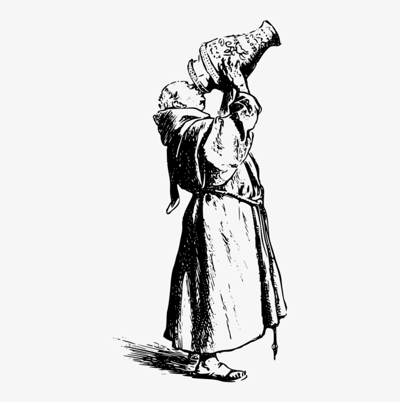 Asceticism T-shirt Monk Fasting Religion - Monk Friar Black And White Art, transparent png