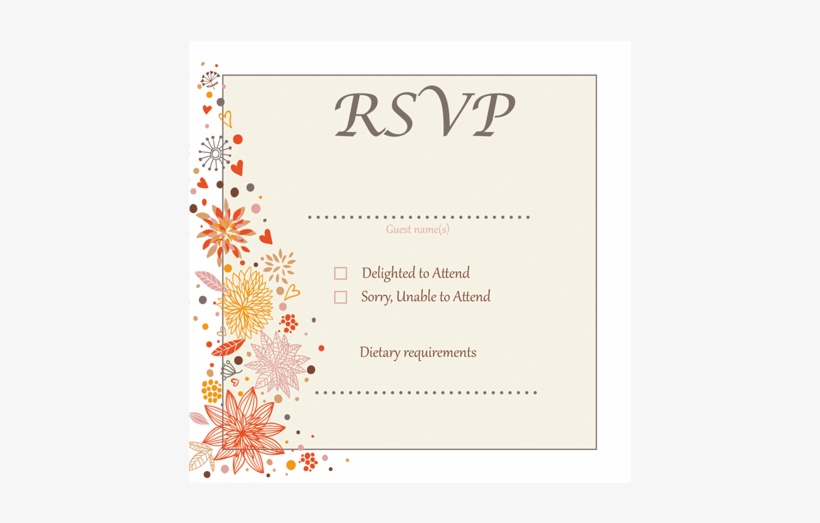 Autumn Leaf White Border Rsvp Outline 124×124 Flat - Animal Note Cards (pk Of 10), transparent png