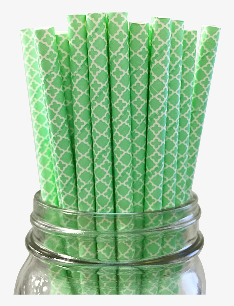 Seafoam Damask 25pc Paper Straws, transparent png