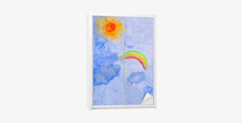 Svg Free By Hand Sun Rain Rainbow Wardrobe Sticker - Sun And Rain Drawing, transparent png