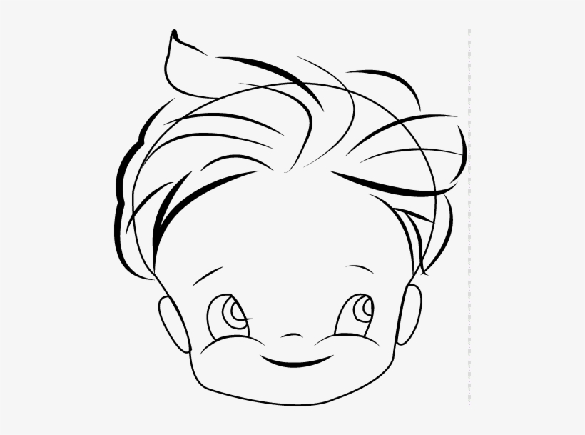 Smiling Baby Face Illustration - Line Art, transparent png