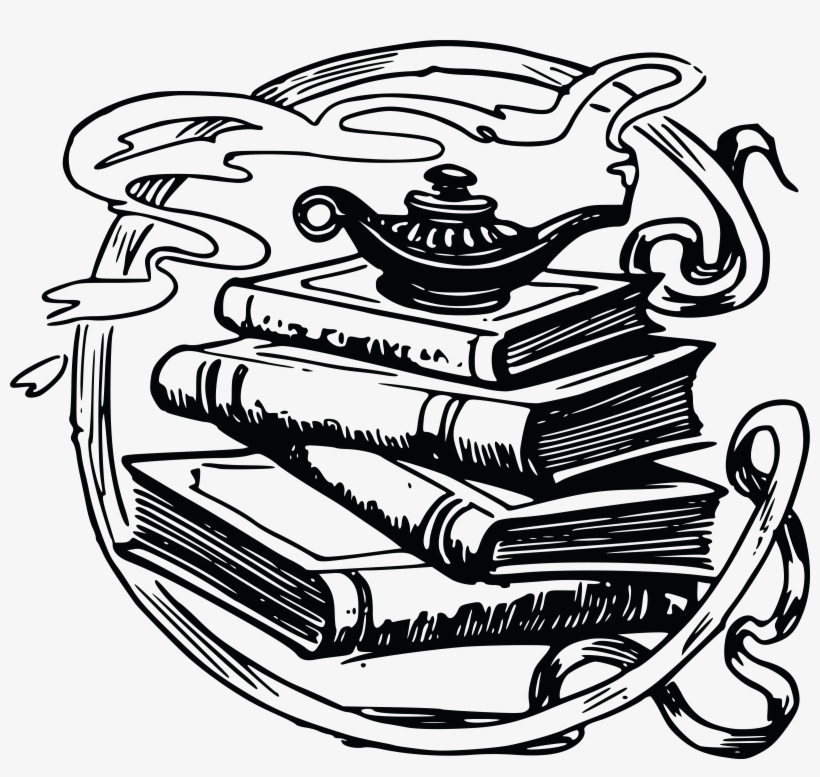 Free Clipart Of Books With A Genie Lamp - Genie Lamp On Book, transparent png