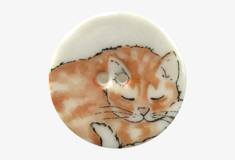 Orange Tabby One, Cat Sleeping Porcelain Button, 1-1/8" - Tabby Cat, transparent png